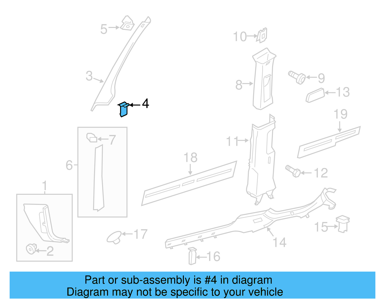 Windshield Pillar Trim Clip 8Z0-867-276 - View 9