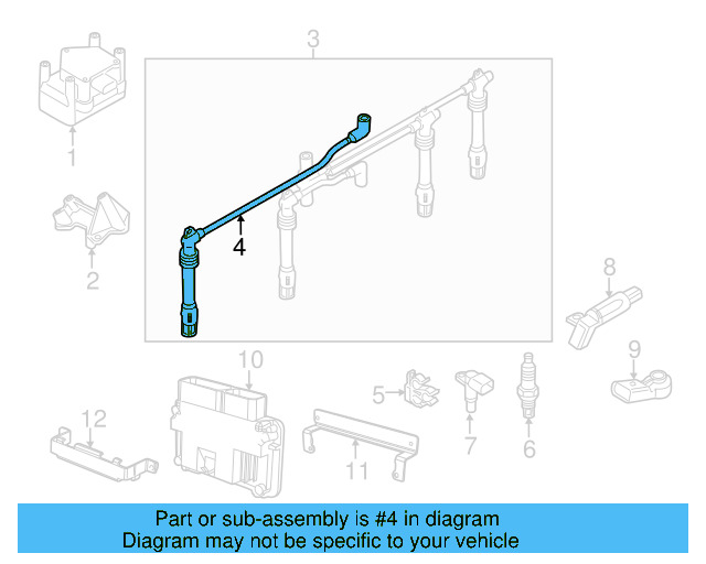 Plug Wire 06A-905-430-AE - View 3