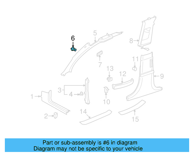 Windshield Pillar Trim Bushing 3D0-867-334-A - View 6