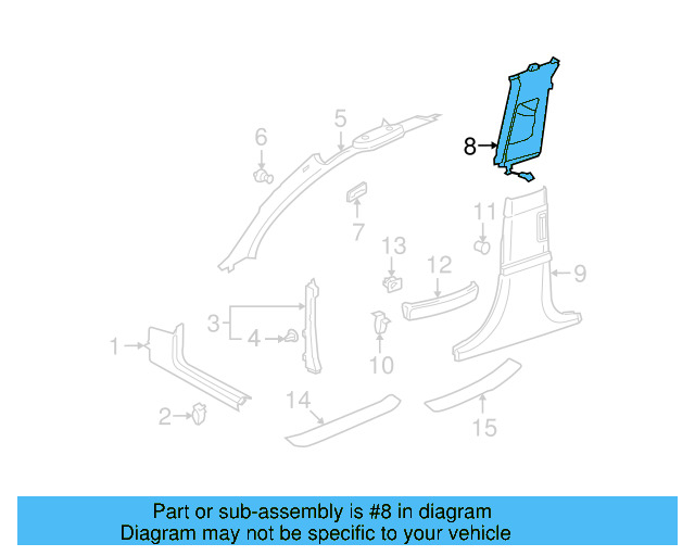 Upper Center Pillar Trim 3D5-867-243-T-3S3