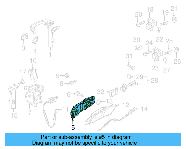 Exterior Door Handle Base 5N0-839-885-H - View 22