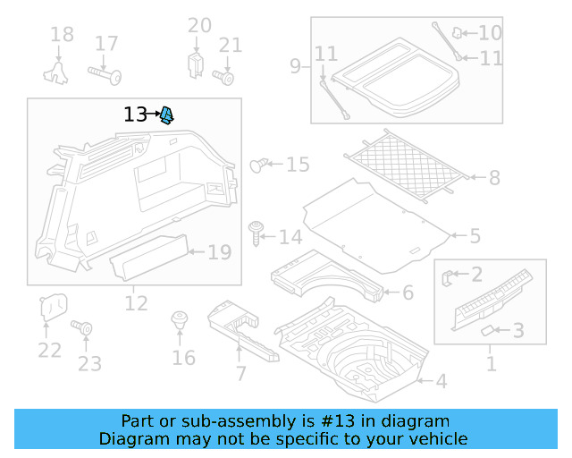 Trunk Trim Panel Clip 701-867-299-E-9B9 - View 36