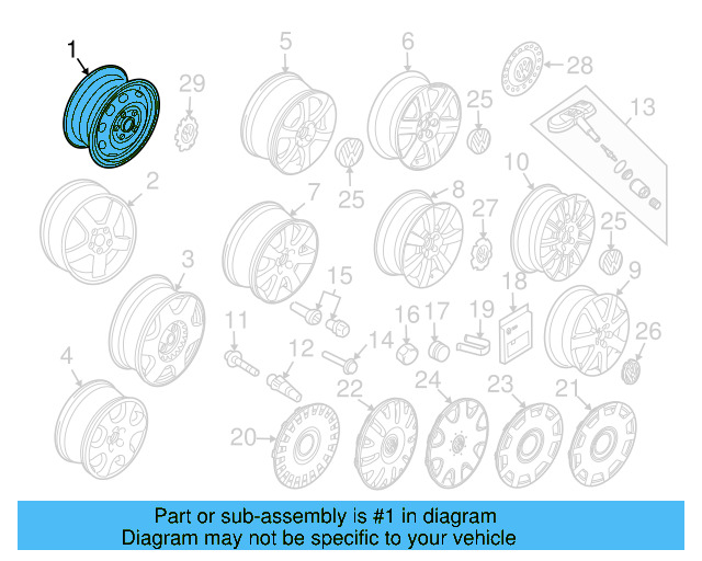 Wheel, Alloy 1C0-601-025-D-091 - View 16