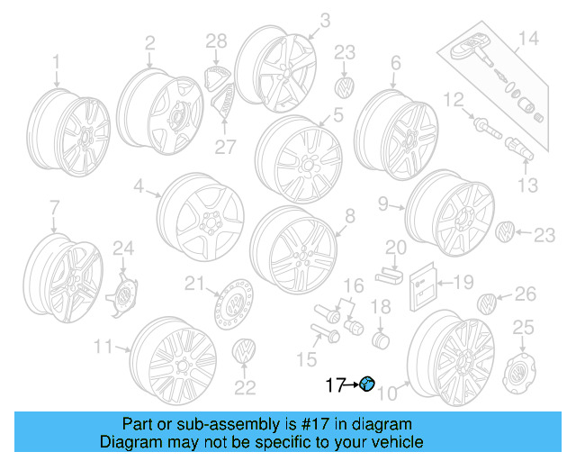 Wheel Bolt Cap 1K0-601-173-A-9B9 - View 9