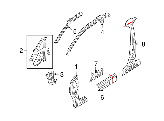 Inner Hinge Pillar 1K6-802-125-A - View 6