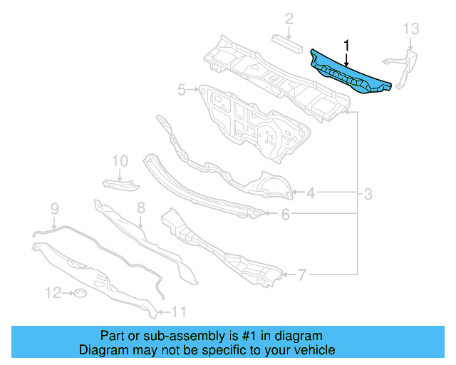 Cowl Grille 1Y1-845-523-B41 - View 8