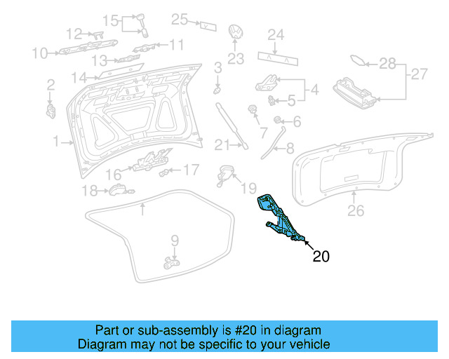 Deck Lid Hinge 3B5-827-302-B - View 4