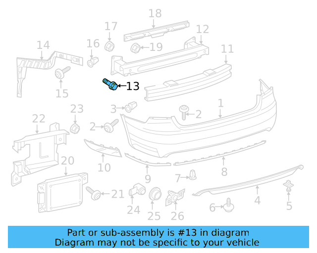 Bumper Cover Mount Bolt N-909-747-01 - View 201