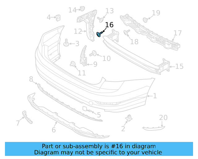 Bumper Cover Mount Bolt N-909-747-01 - View 113