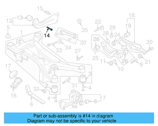 Trailing Arm Mount Bolt N-106-284-01 - View 24