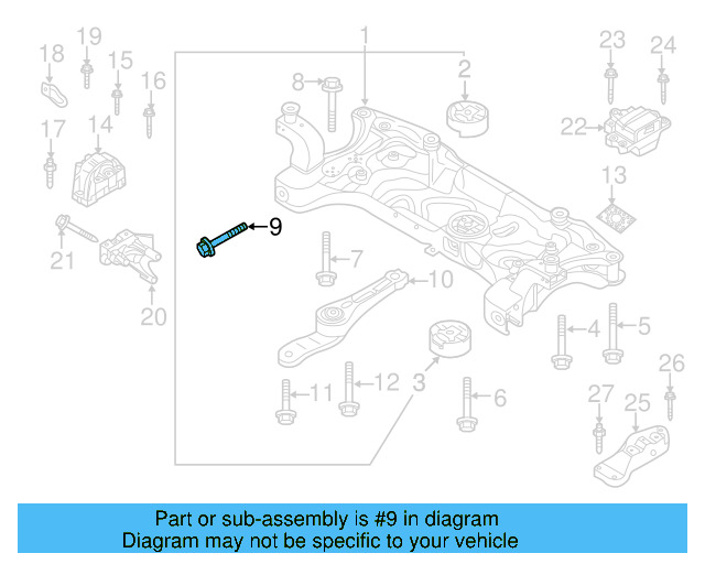 Engine Cradle Mount Bolt N-105-580-02 - View 100