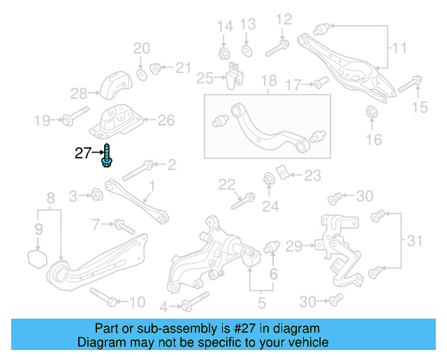 Trailing Arm Mount Bolt N-107-695-01 - View 15
