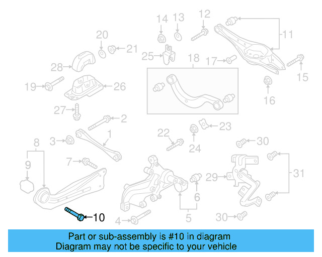 Trailing Arm Mount Bolt N-107-695-01 - View 16