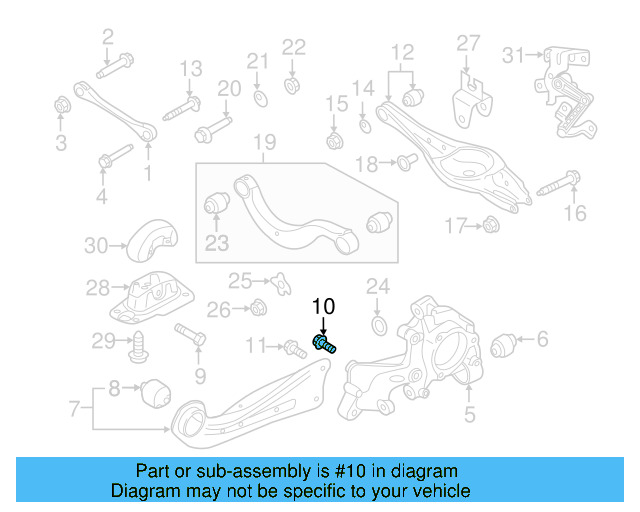 Trailing Arm Mount Bolt N-107-695-01 - View 19