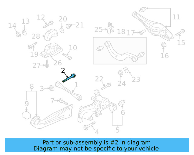 Lower Control Arm Mount Bolt N-108-834-01 - View 12