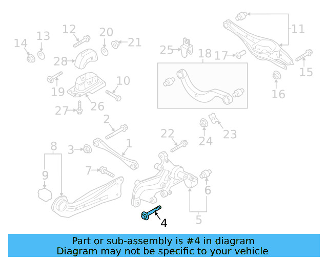 Lower Control Arm Mount Bolt N-108-834-01 - View 13