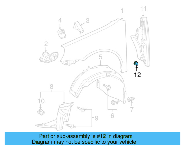 Quarter Panel Splash Shield Nut N-907-579-01 - View 101