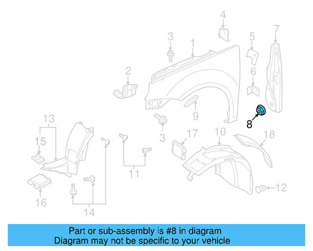 Quarter Panel Splash Shield Nut N-907-579-01 - View 80