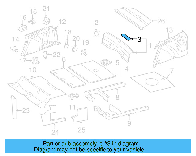 Rear Body Panel Trim Panel Cap 1K9-863-651-A-82V - View 9