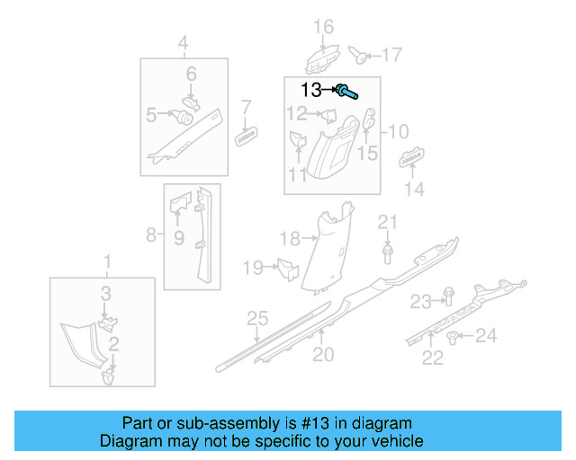 Upper Center Pillar Trim Screw N-909-197-01 - View 10