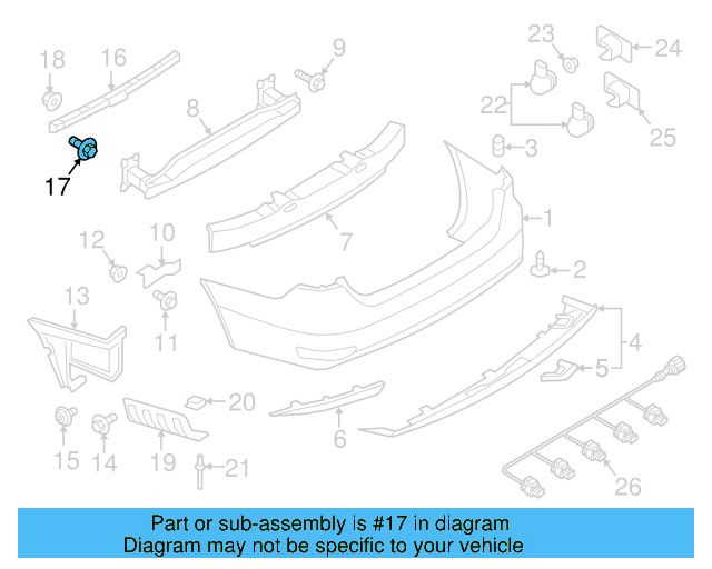 Bumper Cover Mount Bolt N-909-747-01 - View 270