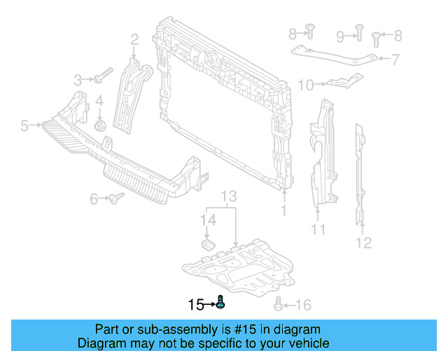 Radiator Support Splash Shield Screw WHT-000-729-A - View 37