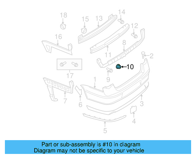 Bumper Cover Support Rail Nut N-910-189-01 - View 80