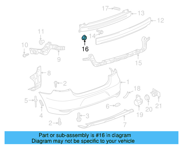 Bumper Cover Support Rail Nut N-910-189-01 - View 46