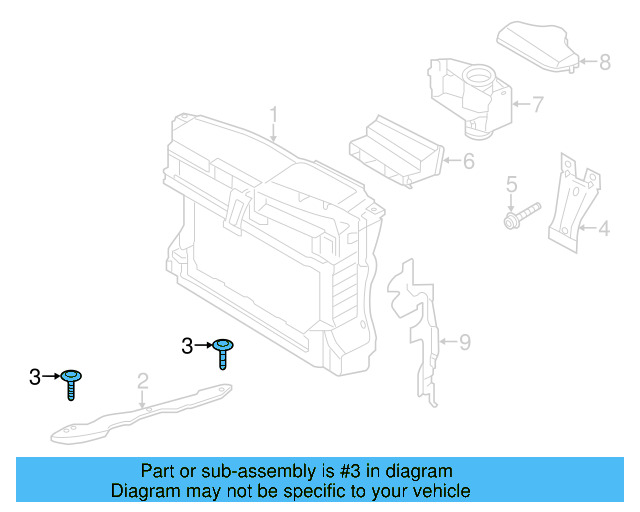 Radiator Support Panel Reinforcement Bolt N-910-338-02 - View 54