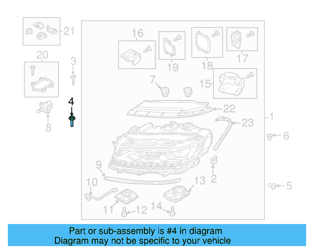 Headlamp Assembly Mount Bolt N-910-423-01 - View 90