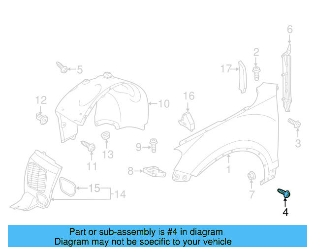 Fender Upper Bolt N-910-432-01 - View 4