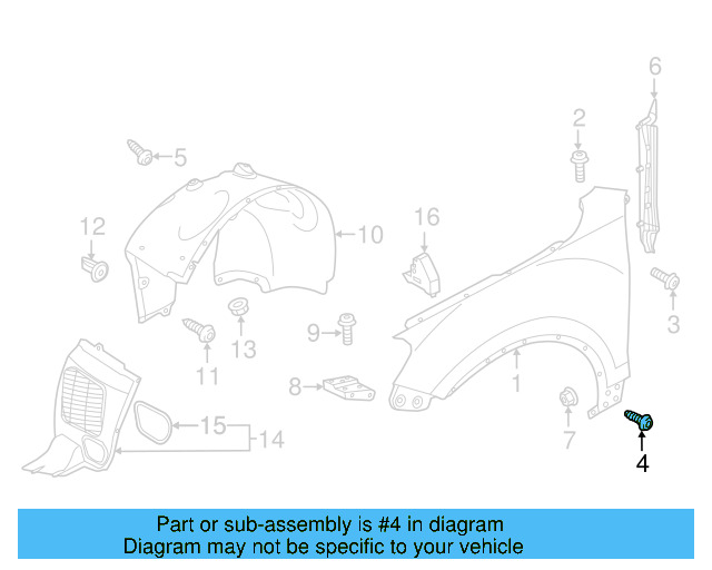 Fender Upper Bolt N-910-432-01 - View 12