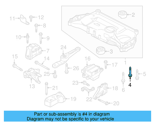 Engine Cradle Mount Bolt N-911-433-01 - View 2