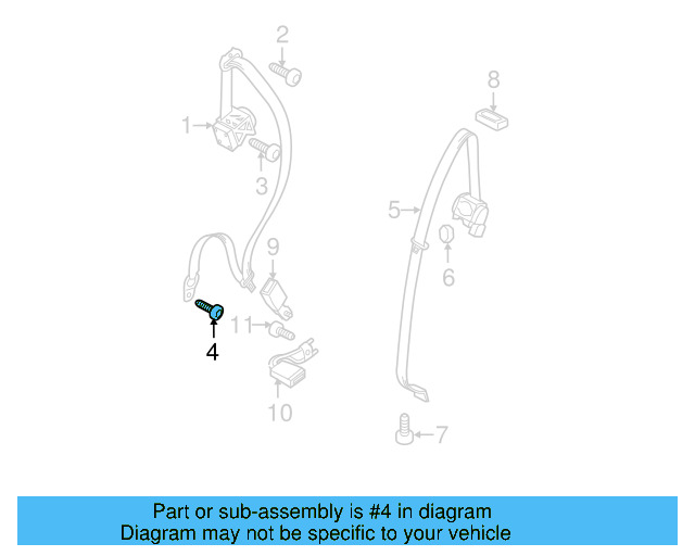 Outer Belt Assembly Upper Bolt N-989-260-01 - View 112