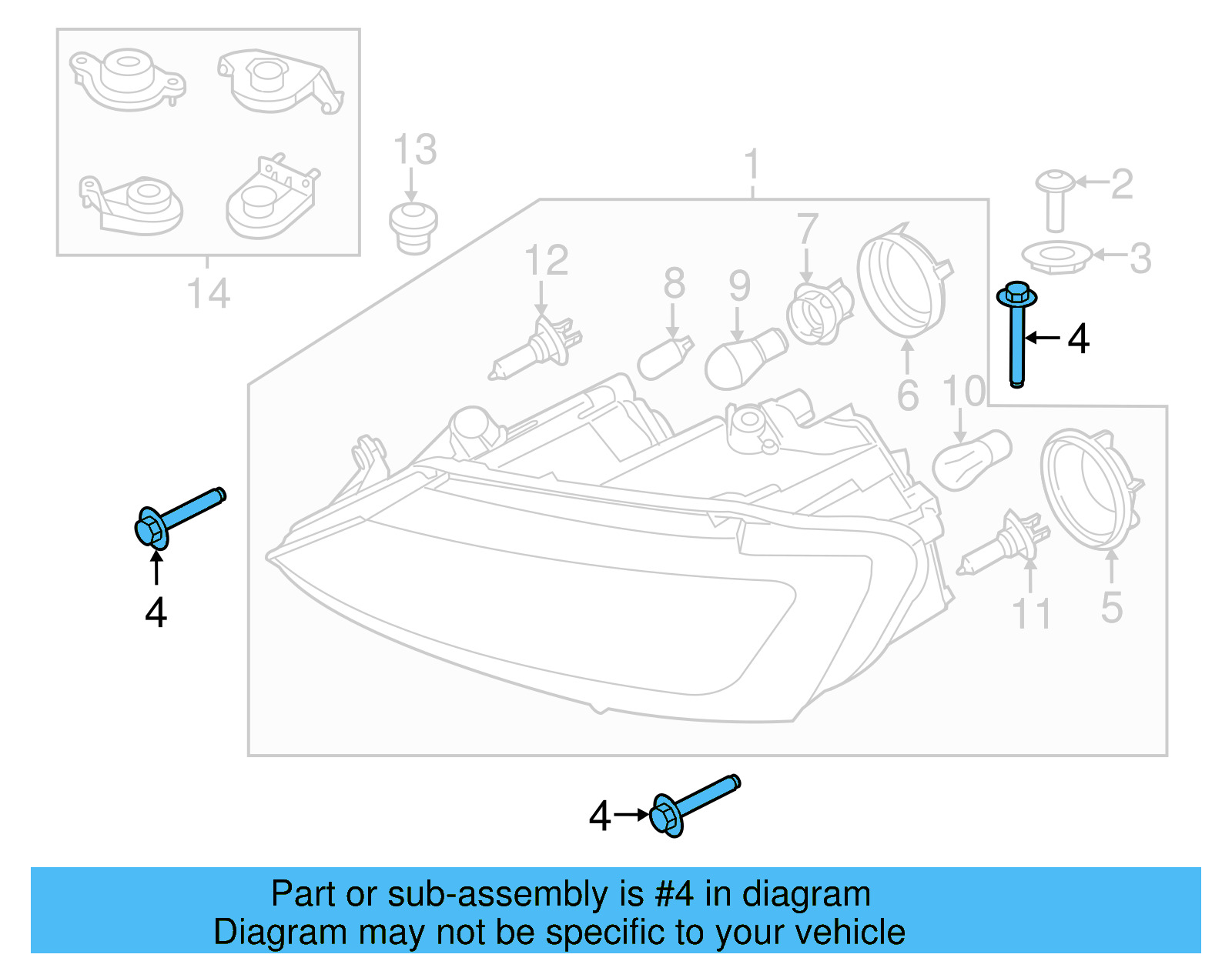 Headlamp Assembly Bolt WHT-004-141